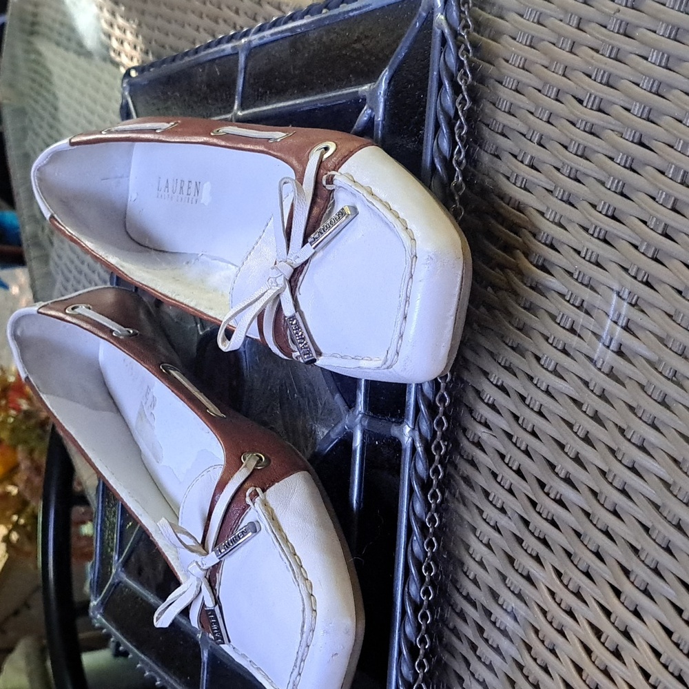 Ralph Lauren Women's Leather Loafers - Cream and Brown Size 9 Medium - Picture 2 of 15